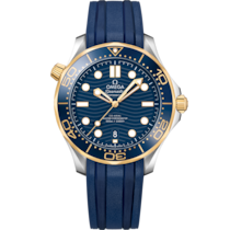 Seamaster Diver 300M 42 mm, steel - yellow gold on rubber strap - 210.22.42.20.03.001