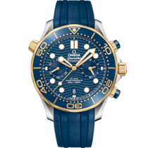 Seamaster Diver 300M 44 mm, steel - yellow gold on rubber strap - 210.22.44.51.03.001
