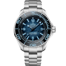 藍色 表面O-MEGASTEEL 表殼腕表，裝配O-MEGASTEEL bracelet - 海馬系列 Planet Ocean 6000米 45.5 毫米, O-MEGASTEEL 配襯 O-MEGASTEEL - 215.30.46.21.03.002