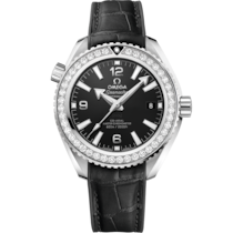 Seamaster Planet Ocean 600M 39.5 mm, steel on leather strap with rubber lining - 215.18.40.20.01.001
