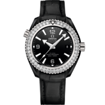 Seamaster Planet Ocean 600M 39.5 mm, black ceramic on leather strap - 215.98.40.20.01.001