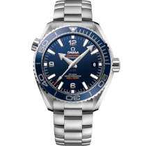 藍色 表面不銹鋼 表殼腕表，裝配不銹鋼表鏈帶 bracelet - 海馬系列 Planet Ocean 600米 43.5毫米, 不銹鋼 配襯 不銹鋼表鏈帶 - 215.30.44.21.03.001