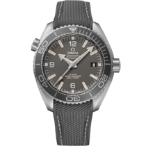 灰色 表面不銹鋼 表殼腕表，裝配橡膠表帶 bracelet - 海馬系列 Planet Ocean 600米 43.5毫米, 不銹鋼 配襯 橡膠表帶 - 215.32.44.21.01.002
