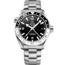 黑色 表面不銹鋼 表殼腕表，裝配不銹鋼表鏈帶 bracelet - 海馬系列 Planet Ocean 600米 43.5毫米, 不銹鋼 配襯 不銹鋼表鏈帶 - 215.30.44.22.01.001