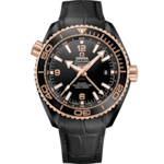 Seamaster 45.5 mm, black ceramic on leather strap with rubber lining - 215.63.46.22.01.001