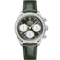 Green dial watch on Steel case with Alligator bracelet - Speedmaster 38 38 mm, Steel on Alligator - 324.18.38.50.60.001