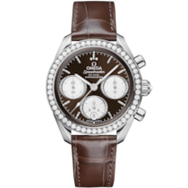 Brown dial watch on Steel case with Alligator bracelet - Speedmaster 38 38 mm, Steel on Alligator - 324.18.38.50.63.001