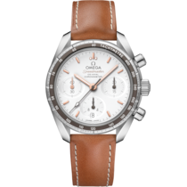 Speedmaster 38 mm, steel on leather strap - 324.32.38.50.02.001