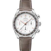 Speedmaster 38 38 mm, steel on leather strap - 324.38.38.50.02.001