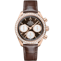 Brown dial watch on Sedna™ gold case with Alligator bracelet - Speedmaster 38 38 mm, Sedna™ gold on Alligator - 324.58.38.50.63.001