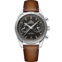 Speedmaster '57 40.5 mm, steel on leather strap - 332.12.41.51.01.001