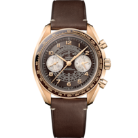 Speedmaster Chronoscope 43 mm, Bronze gold on leather strap - 329.92.43.51.10.001