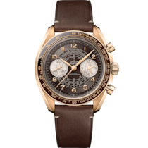 Speedmaster Chronoscope 43 mm, Bronze gold on leather strap - 329.92.43.51.10.001