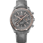 Speedmaster 44 mm, Grey ceramic on Leather strap with foldover clasp - 311.63.44.51.99.001