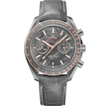 Speedmaster 44.25 mm, grey ceramic on leather strap with foldover clasp - 311.63.44.51.99.001