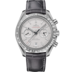 Speedmaster 44.25 mm, grey ceramic on leather strap with foldover clasp - 311.93.44.51.99.002