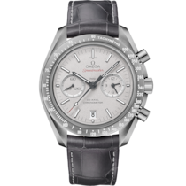 Speedmaster 44.25 mm, grey ceramic on leather strap with foldover clasp - 311.93.44.51.99.002