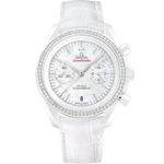 Speedmaster 44.25 mm, white ceramic on leather strap - 311.98.44.51.55.001