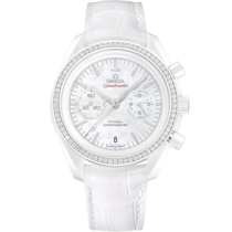 Speedmaster 44.25 mm, white ceramic on leather strap - 311.98.44.51.55.001