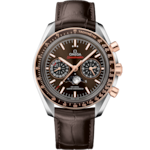 Speedmaster 44.25 mm, steel - Sedna™ gold on leather strap - 304.23.44.52.13.001