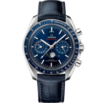 Speedmaster 44.25 mm, steel on leather strap - 304.33.44.52.03.001