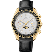 Speedmaster Moonphase 44.25 mm, yellow gold on leather strap - 304.63.44.52.02.001