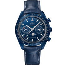 Speedmaster 44.25 mm, blue ceramic on leather strap - 304.93.44.52.03.001