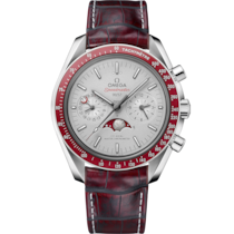 Speedmaster 44.25 mm, platinum on leather strap - 304.93.44.52.99.001