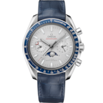 Speedmaster 44.25 mm, platinum on leather strap - 304.93.44.52.99.004