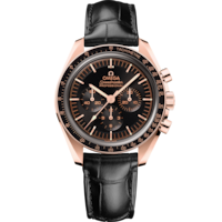 Speedmaster Moonwatch Professional 42 mm, Sedna™ gold on leather strap - 310.63.42.50.01.001