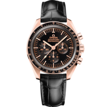 Speedmaster Moonwatch Professional 42 mm, Sedna™ gold on leather strap - 310.63.42.50.01.001