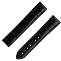 Two-piece strap - Black alligator leather strap with foldover clasp - 032CUZ007467