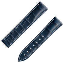 Two-piece strap - Blue alligator leather strap with foldover clasp - 032CUZ007419