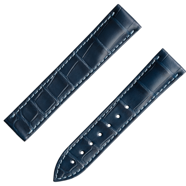 Two-piece strap Blue alligator leather strap with foldover clasp - 032CUZ007419