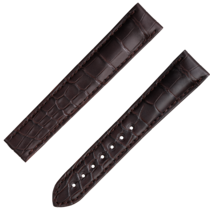 Two-piece strap - Brown alligator leather strap with foldover clasp - 9800.01.15