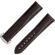 Two-piece strap - Brown alligator leather strap with foldover clasp - 9800.02.75