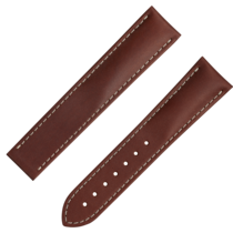 Two-piece strap - Brown leather strap with foldover clasp - 032CUZ006728