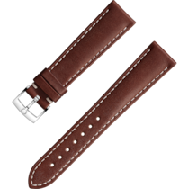 Two-piece strap - Brown leather strap with pin buckle - 9800.04.09