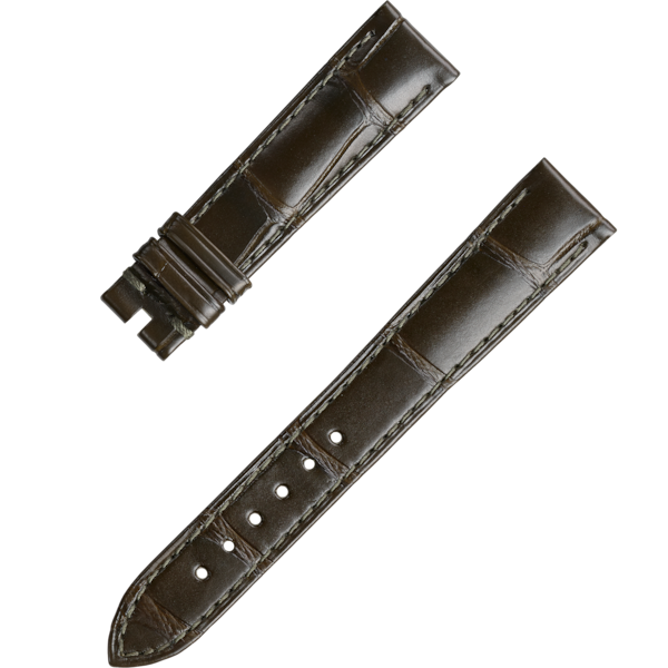 Two-piece strap Dark green alligator leather strap with pin buckle - 032CUZ010253