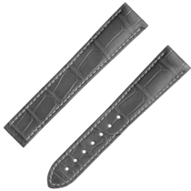Two-piece strap - Grey alligator leather strap with foldover clasp - 032CUZ007463