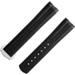 兩件式表帶 - 海馬潛水300米腕表黑色橡膠摺疊扣表帶 - 032CVZ015752
