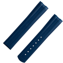兩件式表帶 - 海馬潛水300米腕表藍色橡膠摺疊扣表帶 - 032CVZ015753