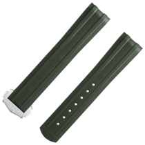 兩件式表帶 - 海馬潛水300米腕表綠色橡膠摺疊扣表帶 - 032Z017213
