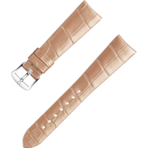 Two-piece strap - Shiny beige alligator leather strap with pin buckle - 032CUZ013034
