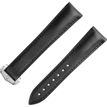 兩件式表帶 - 超霸月球表黑色皮革摺疊扣表帶 - 032CUZ014116