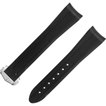 兩件式表帶 - 超霸月球表黑色橡膠摺疊扣表帶 - 032Z017245
